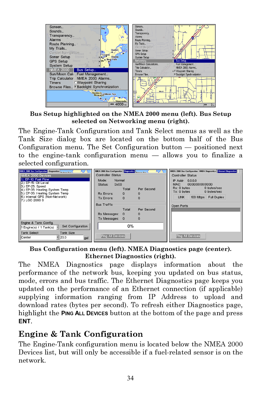 Lowrance electronic EP-60R installation instructions Engine & Tank Configuration 