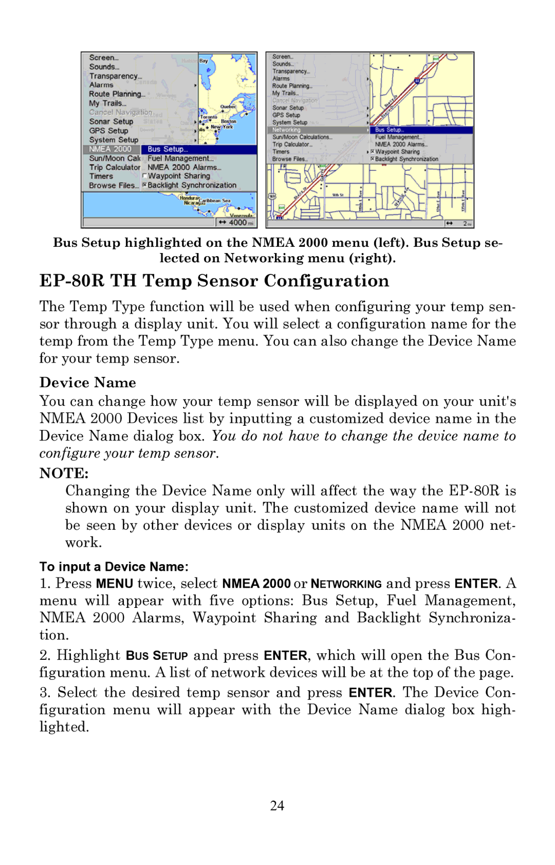 Lowrance electronic installation instructions EP-80R TH Temp Sensor Configuration, Device Name 