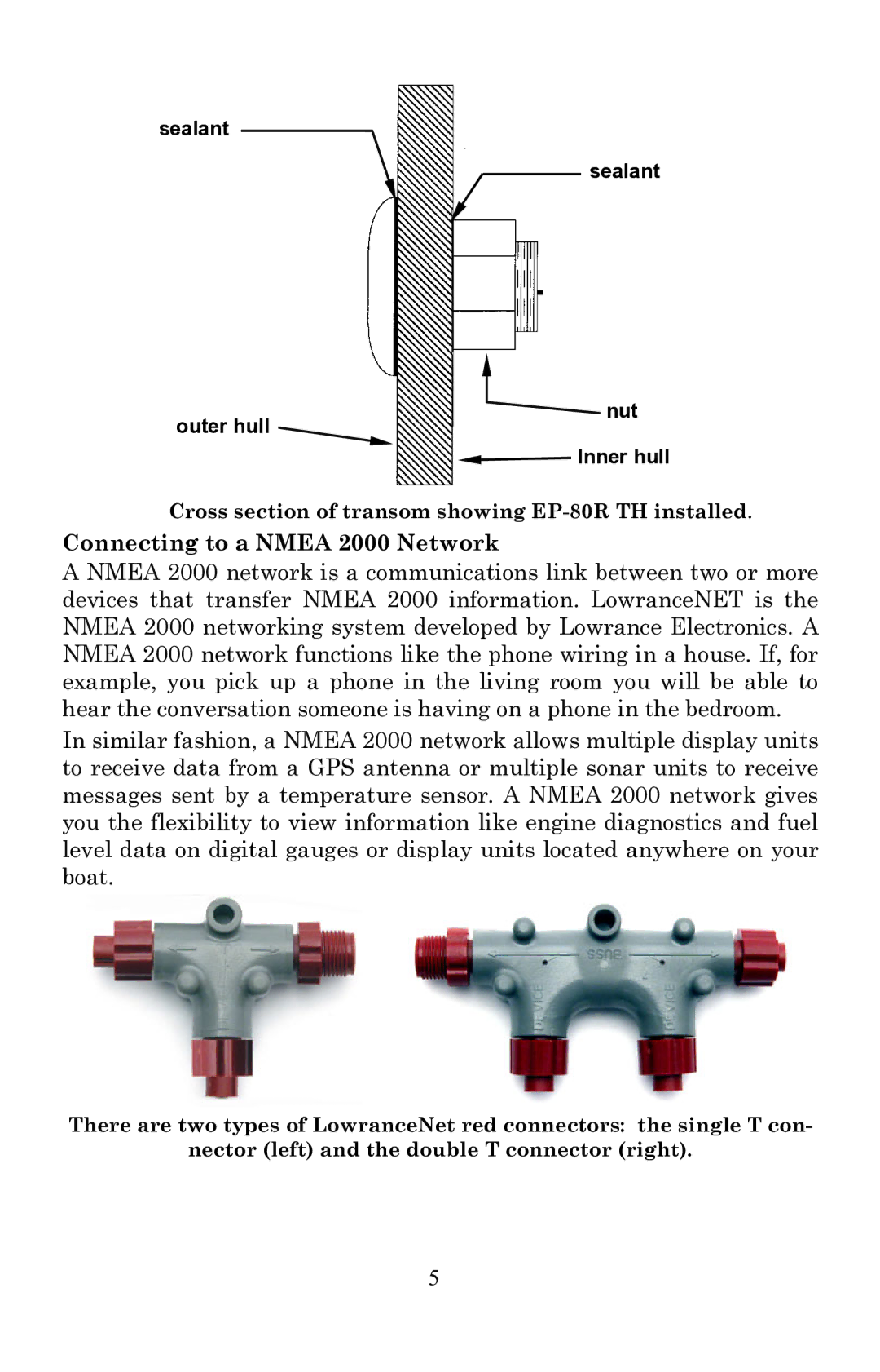 Lowrance electronic EP-80R TH installation instructions Connecting to a Nmea 2000 Network 