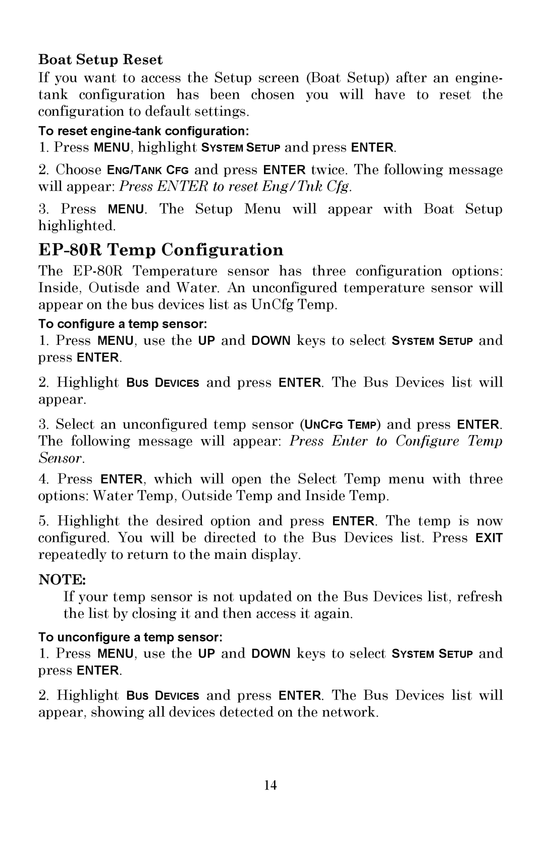 Lowrance electronic EP-80R installation instructions To reset engine-tank configuration 