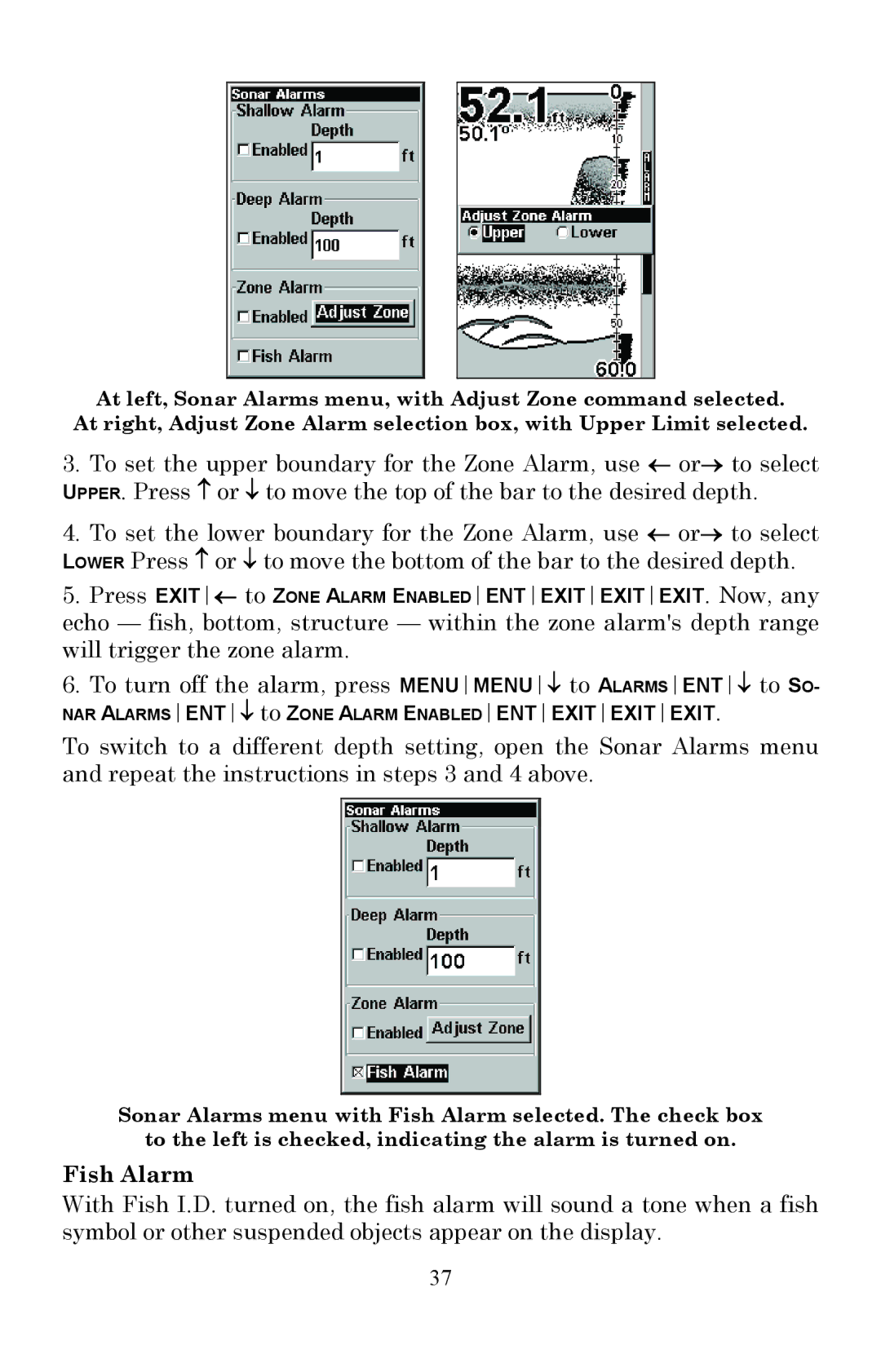 Lowrance electronic Fish Finder manual Fish Alarm 