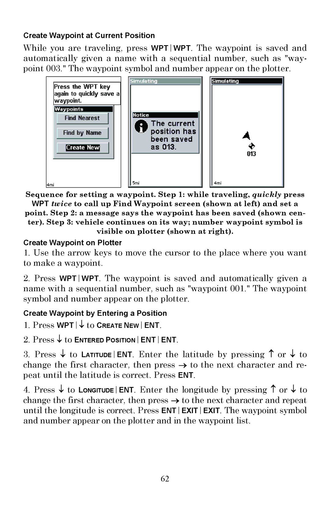 Lowrance electronic Fish Finder manual Press WPT↓ to Create Newent 