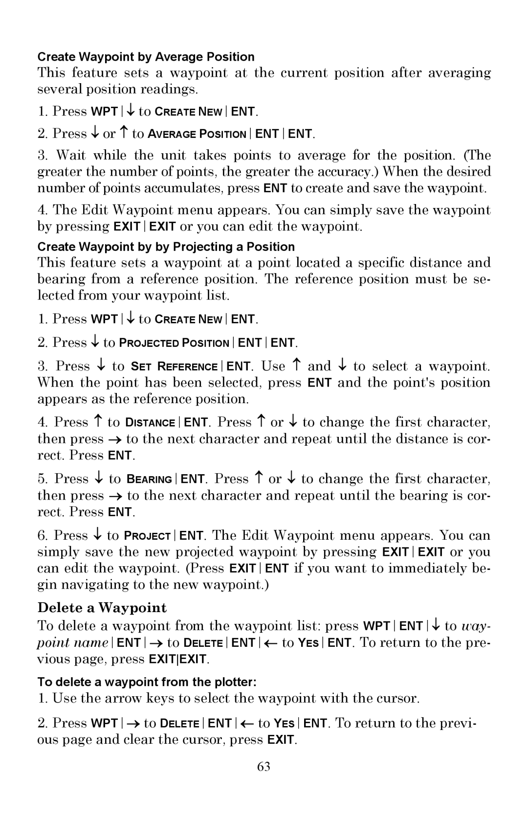 Lowrance electronic Fish Finder manual Delete a Waypoint 