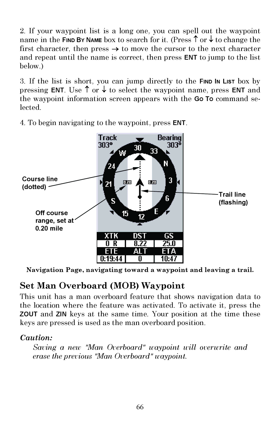 Lowrance electronic Fish Finder manual Set Man Overboard MOB Waypoint 