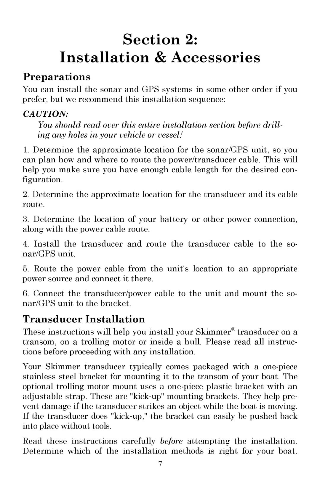 Lowrance electronic Fish Finder manual Preparations, Transducer Installation 