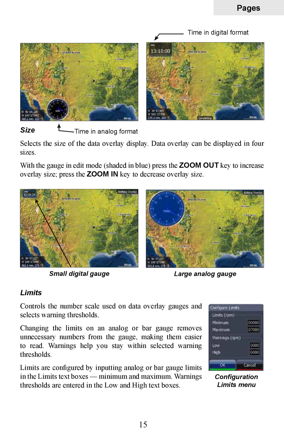 Lowrance electronic HDS-10M, HDS-8M operation manual Size, Limits 