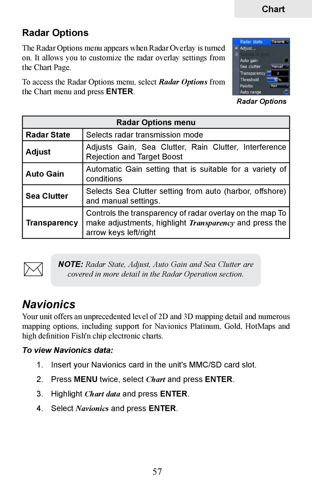 Lowrance electronic HDS-8M, HDS-10M operation manual Radar Options, To view Navionics data 