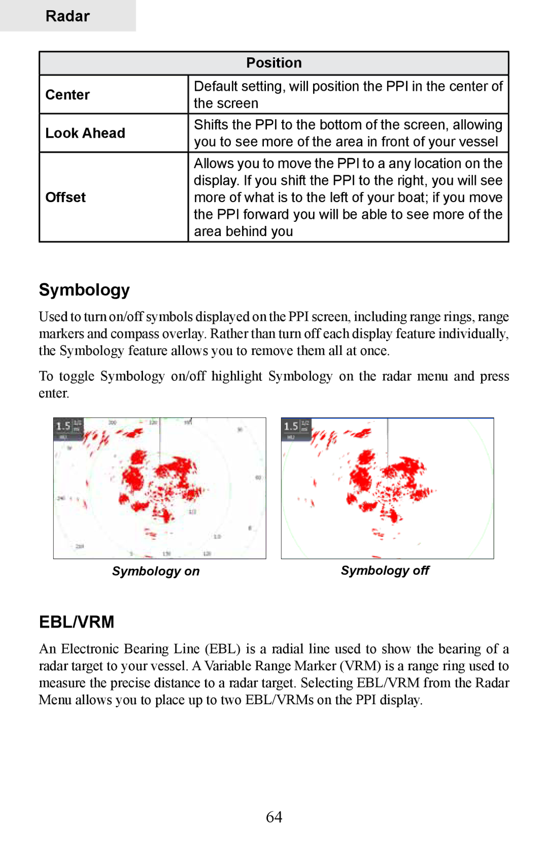 Lowrance electronic HDS-8M, HDS-10M operation manual Symbology, Offset 