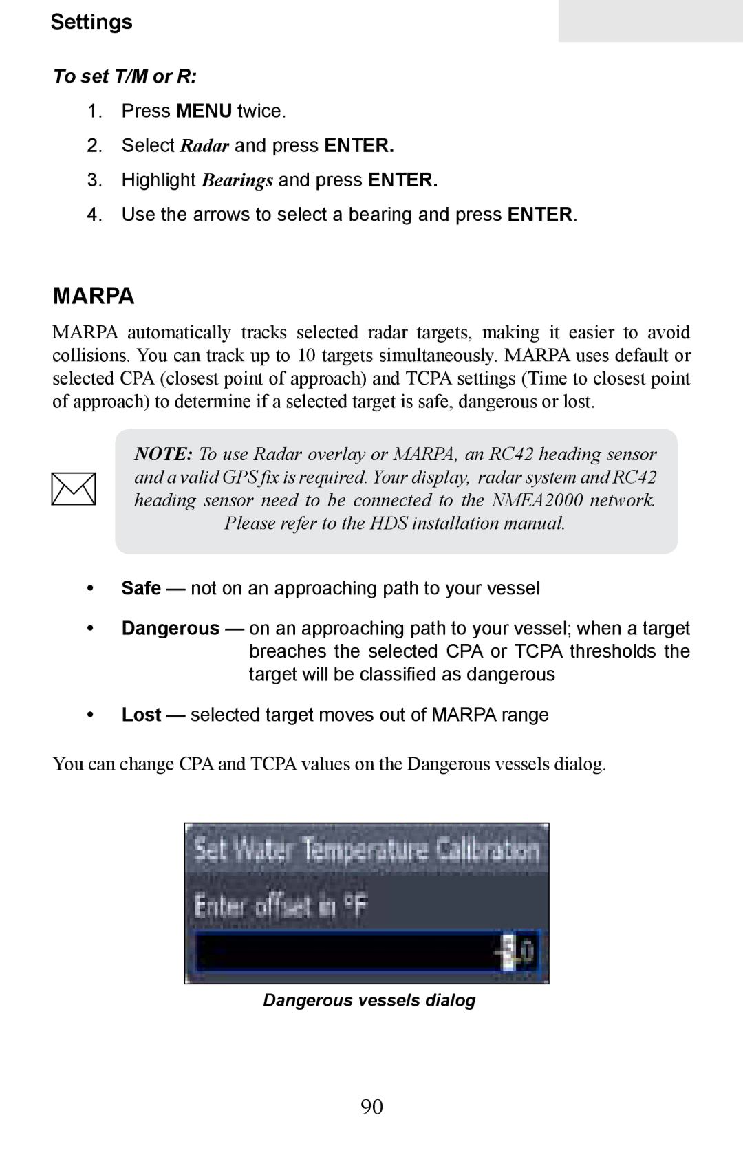 Lowrance electronic HDS-8M, HDS-10M operation manual Marpa, To set T/M or R 