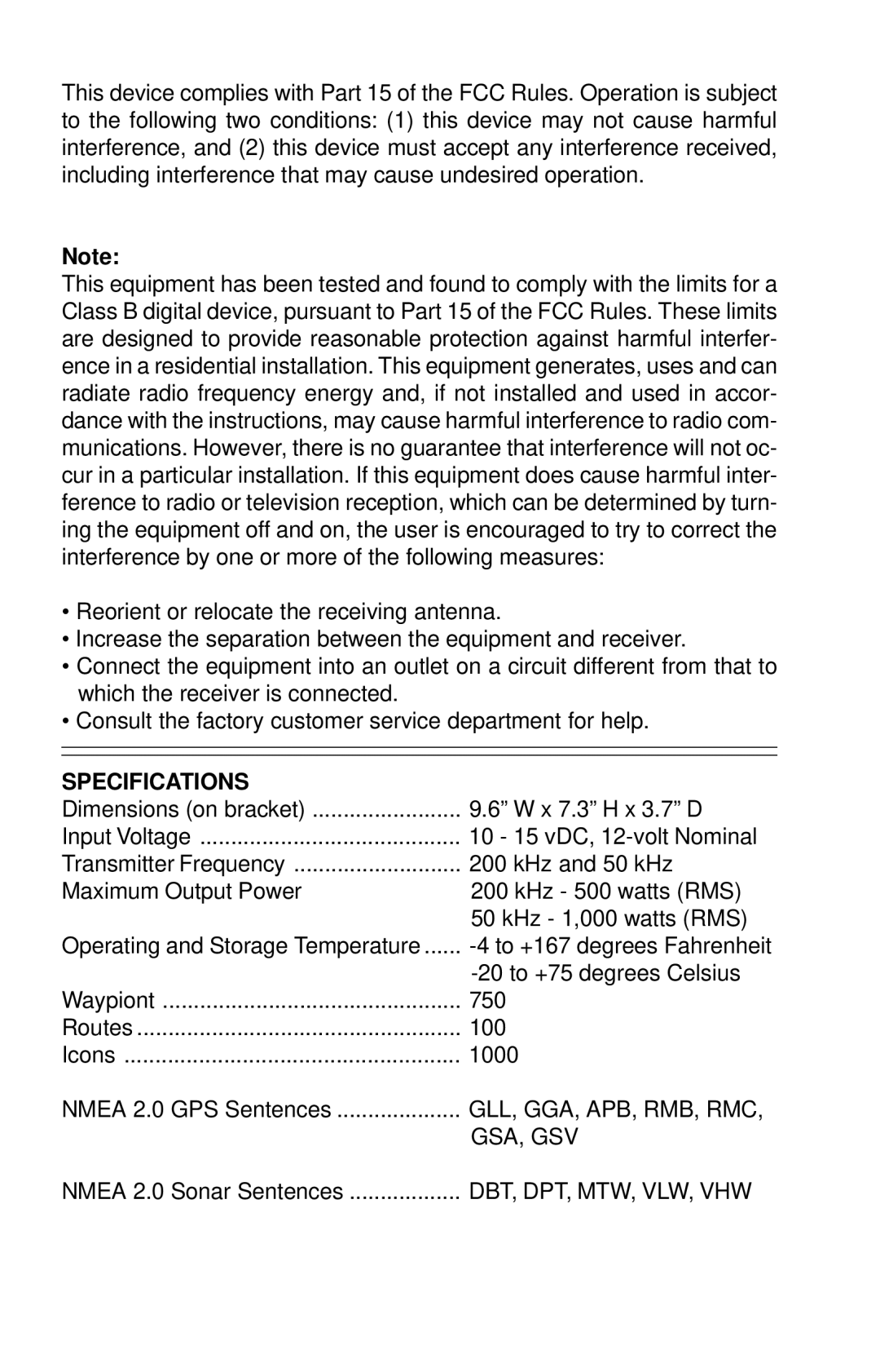 Lowrance electronic LCX-15CT, LCX-15CI manual Specifications 