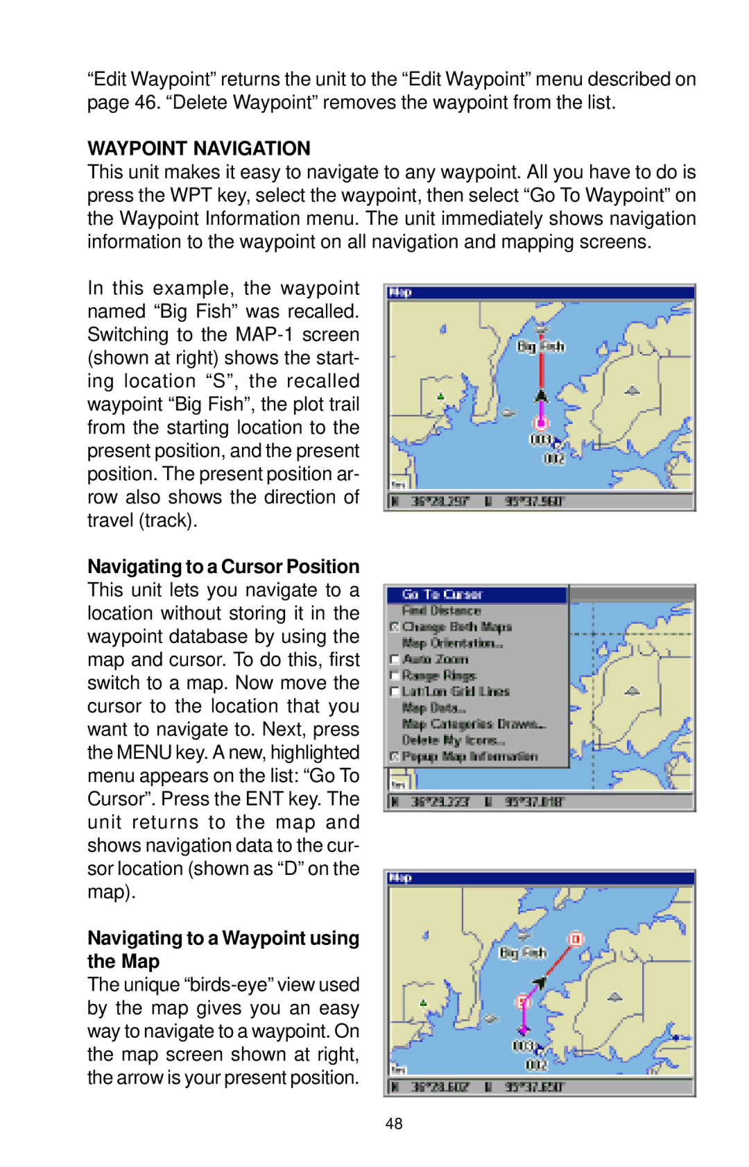 Lowrance electronic LCX-15CI, LCX-15CT manual Waypoint Navigation 