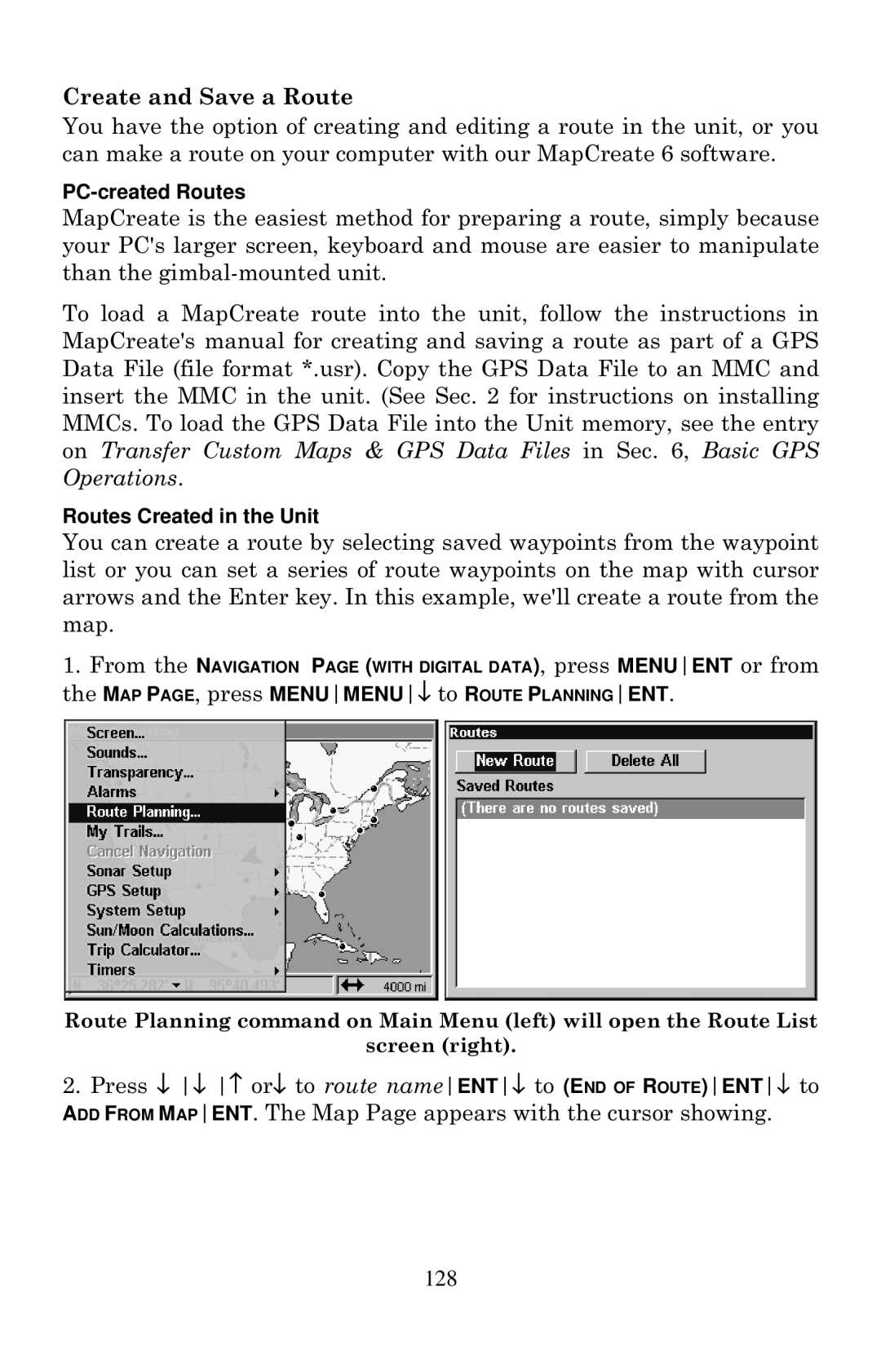 Lowrance electronic LCX-20C manual Create and Save a Route 