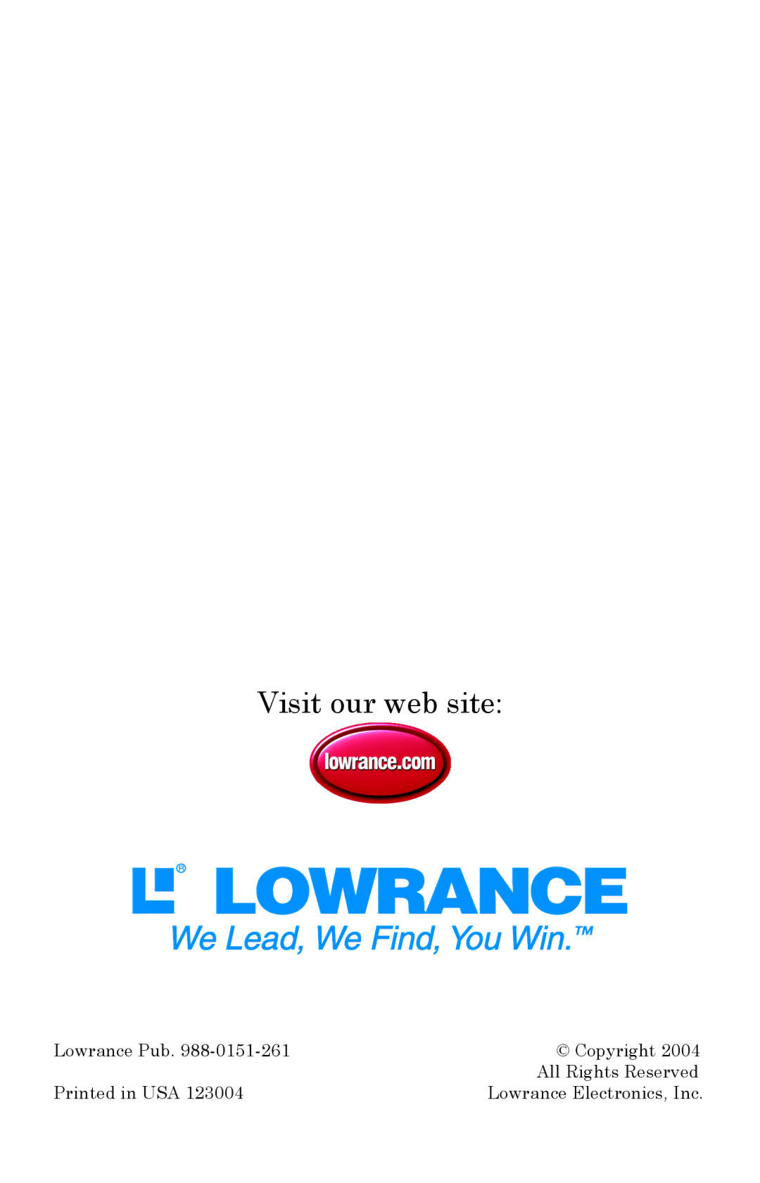 Lowrance electronic LCX-20C manual Visit our web site 