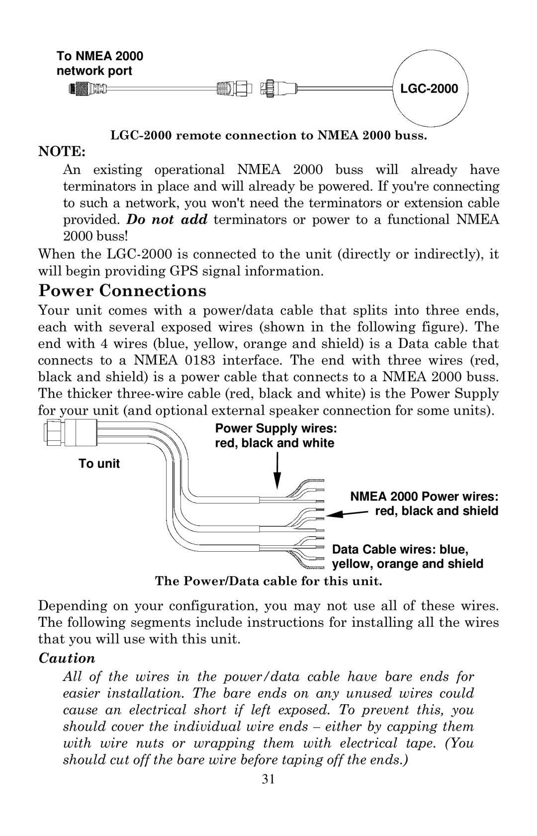 Lowrance electronic LCX-20C manual Power Connections 