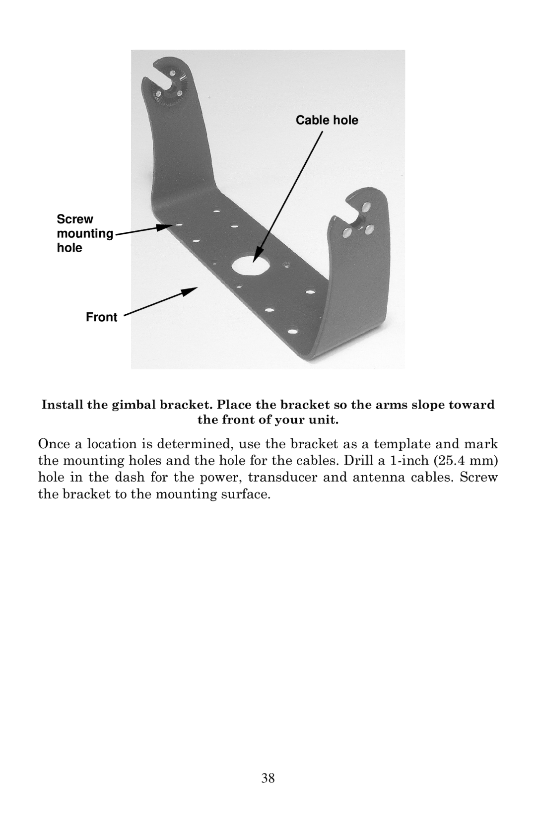 Lowrance electronic LCX-20C manual Cable hole Screw mounting hole Front 