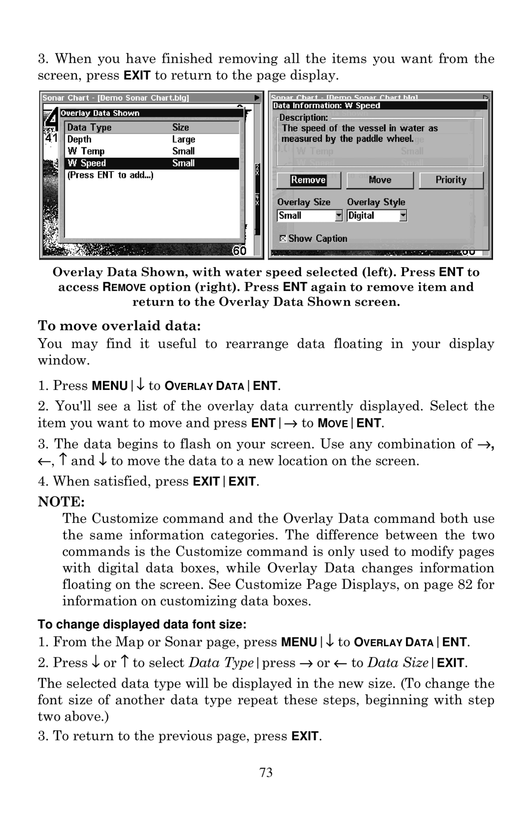 Lowrance electronic LCX-20C manual To move overlaid data 