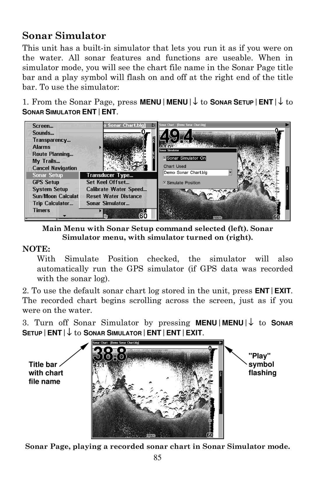 Lowrance electronic LCX-20C manual Sonar Simulator 