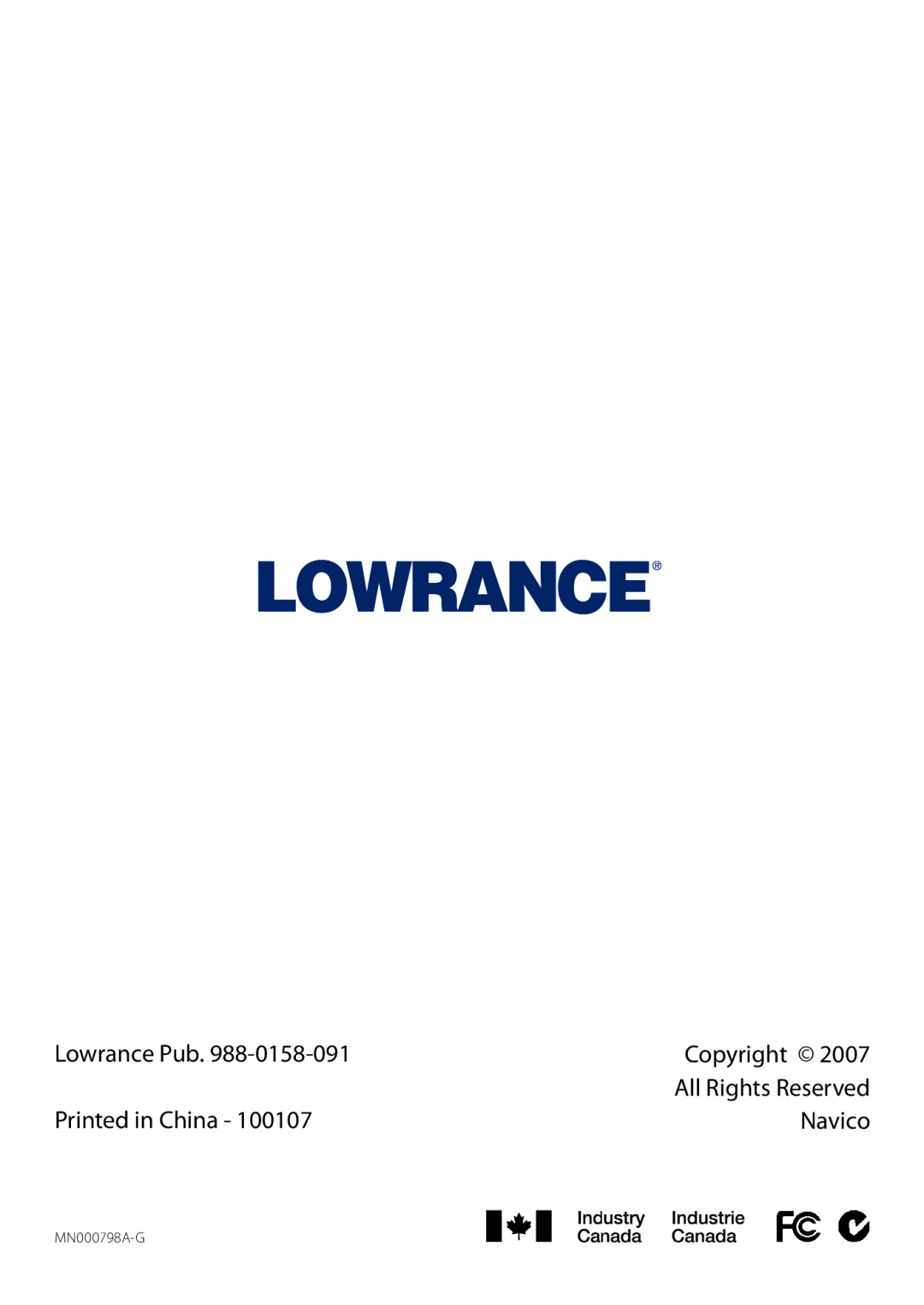 Lowrance electronic LHR-20 manual Lowrance Pub Copyright 