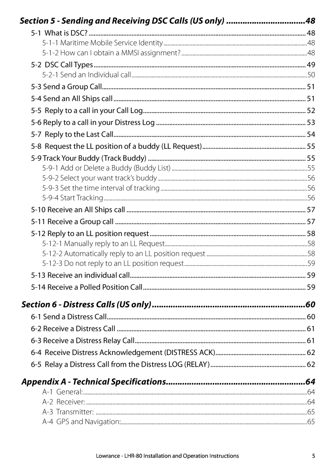 Lowrance electronic LHR-80 manual Sending and Receiving DSC Calls US only 