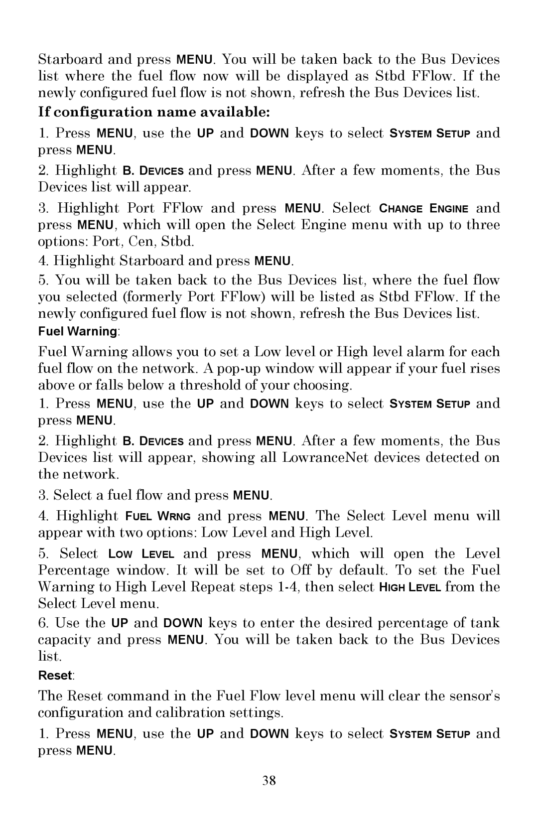 Lowrance electronic LMF-200 manual If configuration name available 