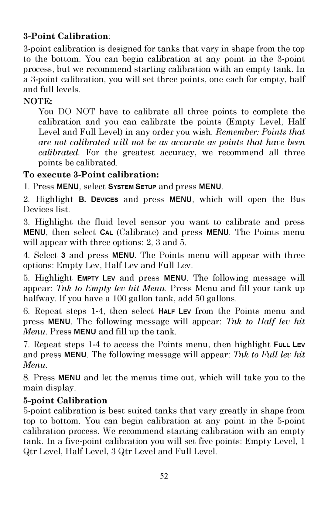 Lowrance electronic LMF-200 manual Point Calibration, To execute 3-Point calibration 