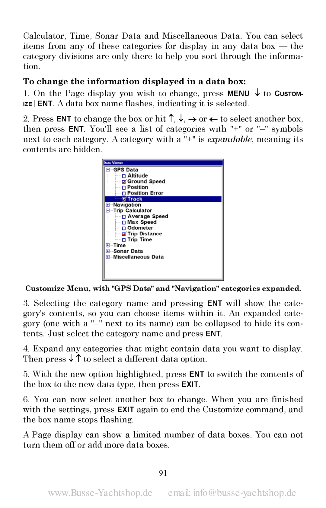 Lowrance electronic LMS-525C DF, LMS-520C manual To change the information displayed in a data box 