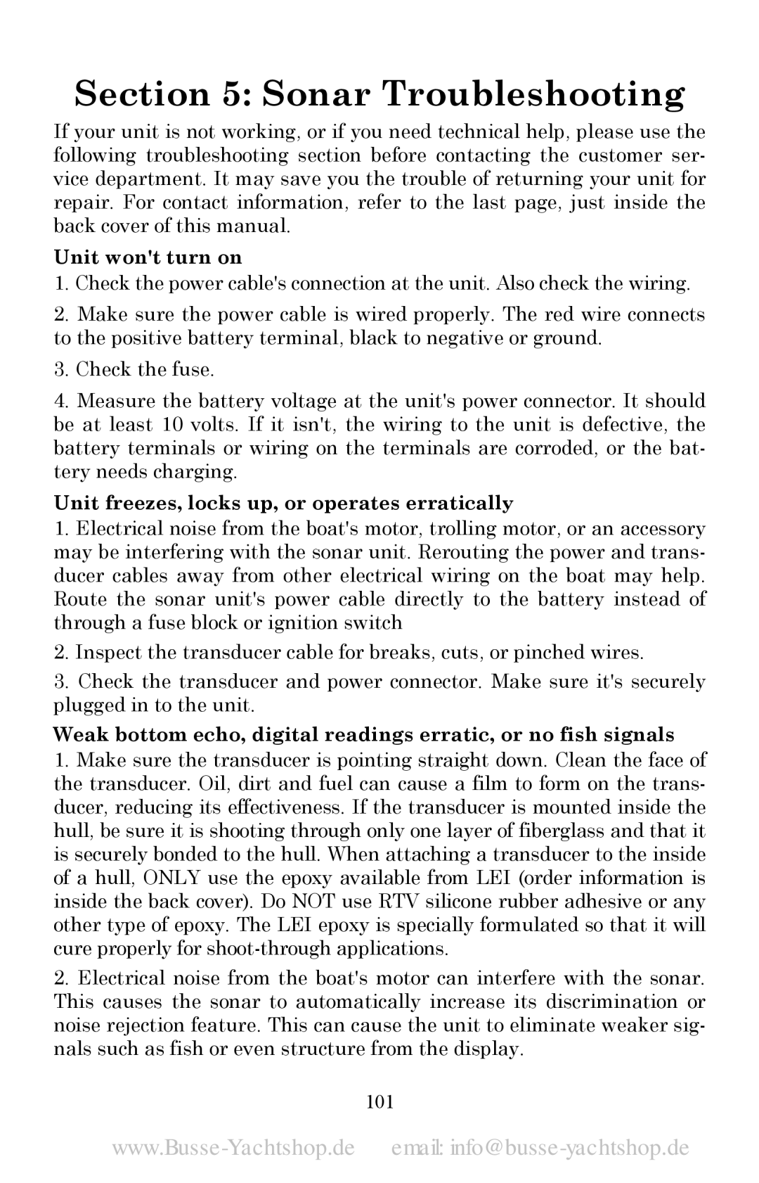 Lowrance electronic LMS-525C DF, LMS-520C manual Unit wont turn on, Unit freezes, locks up, or operates erratically, 101 