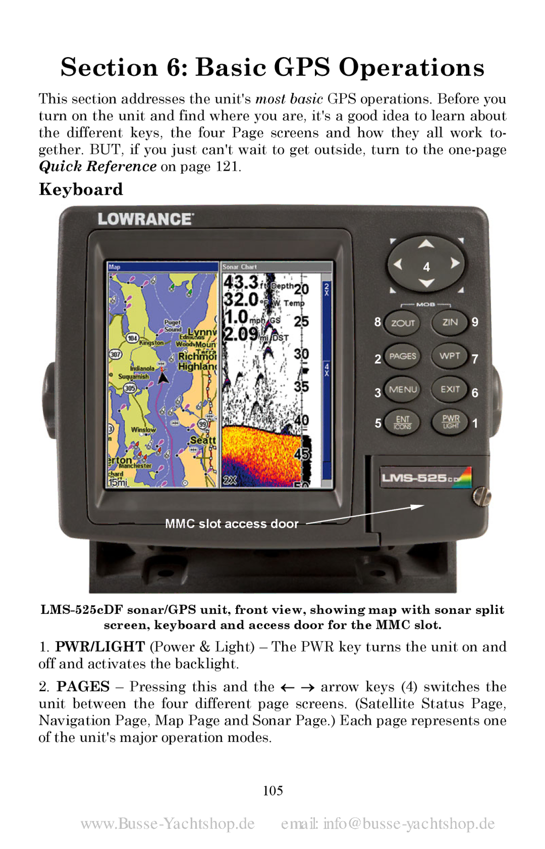 Lowrance electronic LMS-525C DF, LMS-520C manual Basic GPS Operations, 105 