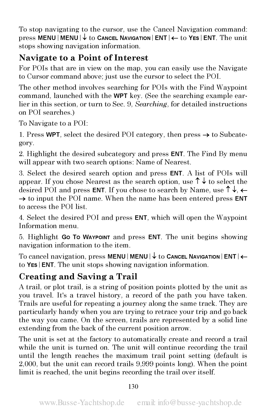 Lowrance electronic LMS-520C, LMS-525C DF manual Navigate to a Point of Interest, Creating and Saving a Trail, 130 