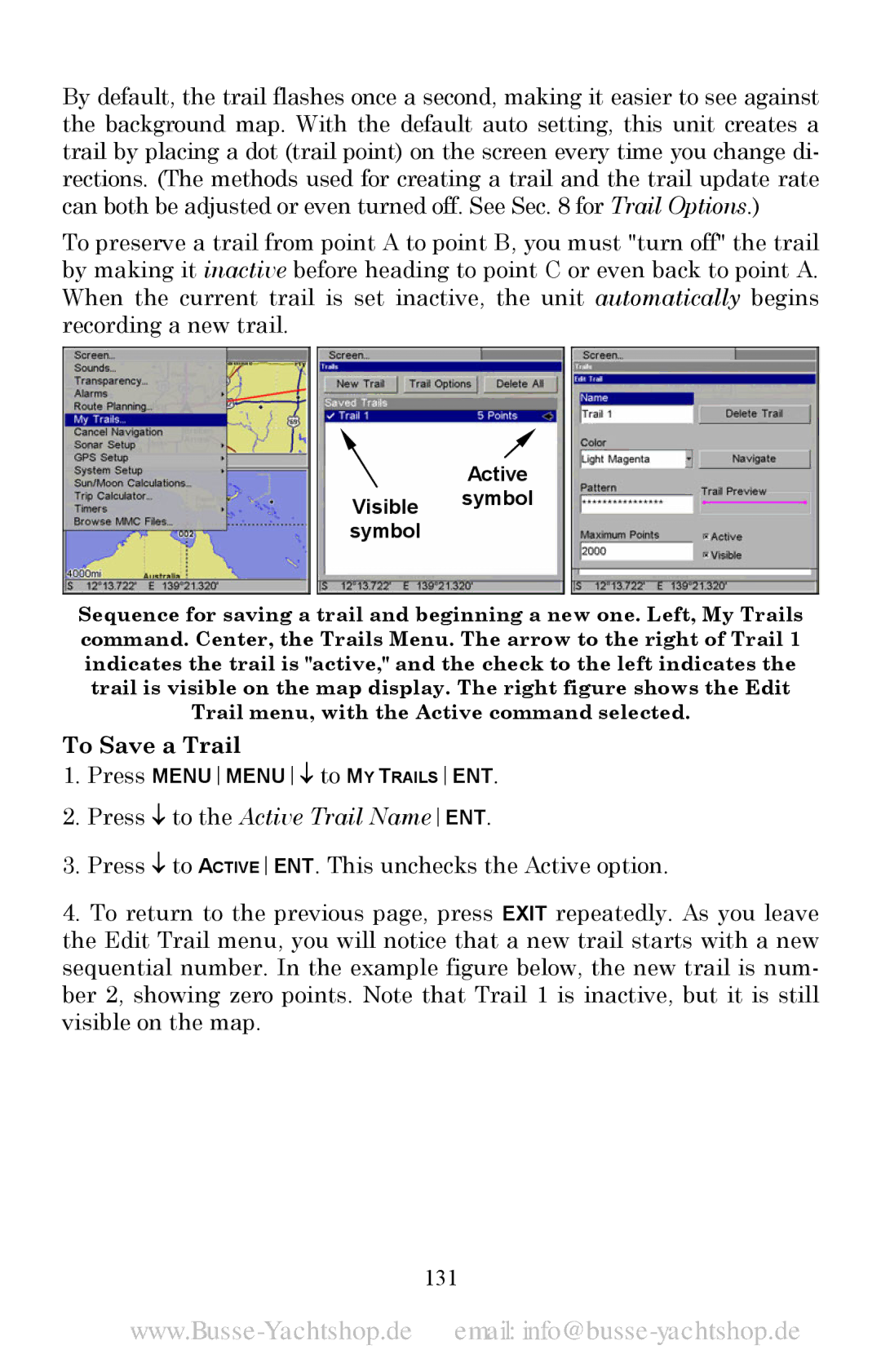 Lowrance electronic LMS-525C DF, LMS-520C manual To Save a Trail, 131 