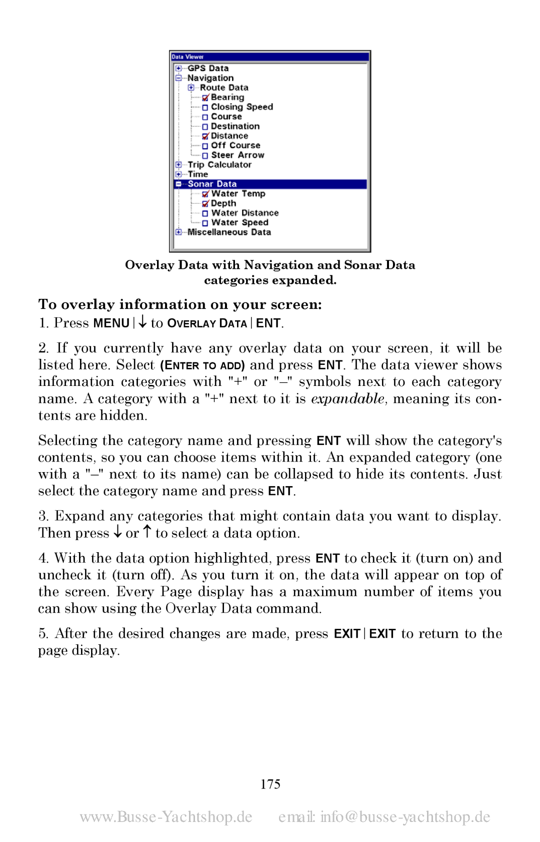 Lowrance electronic LMS-525C DF, LMS-520C manual To overlay information on your screen, 175 