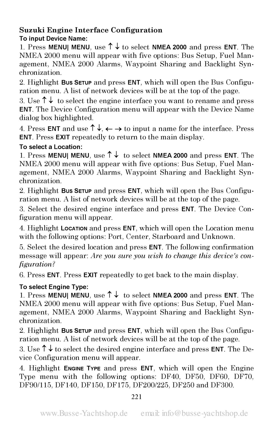 Lowrance electronic LMS-525C DF, LMS-520C manual Suzuki Engine Interface Configuration, 221 
