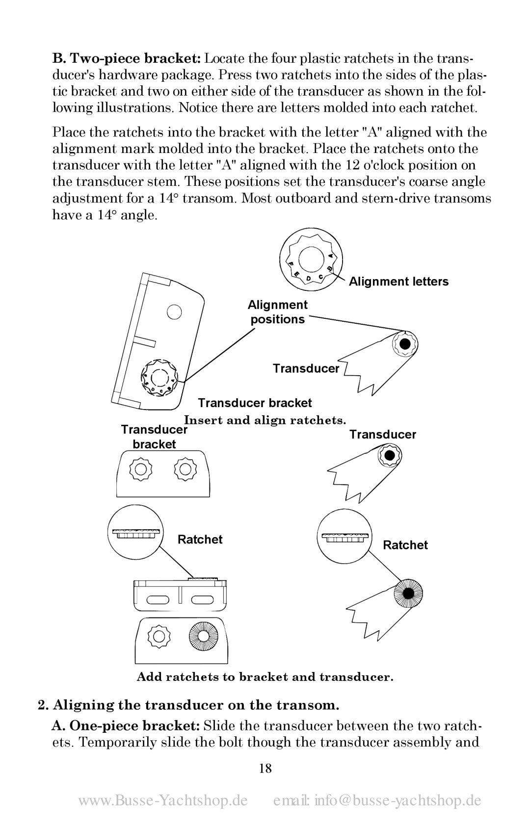 Lowrance electronic LMS-520C, LMS-525C DF manual Aligning the transducer on the transom 