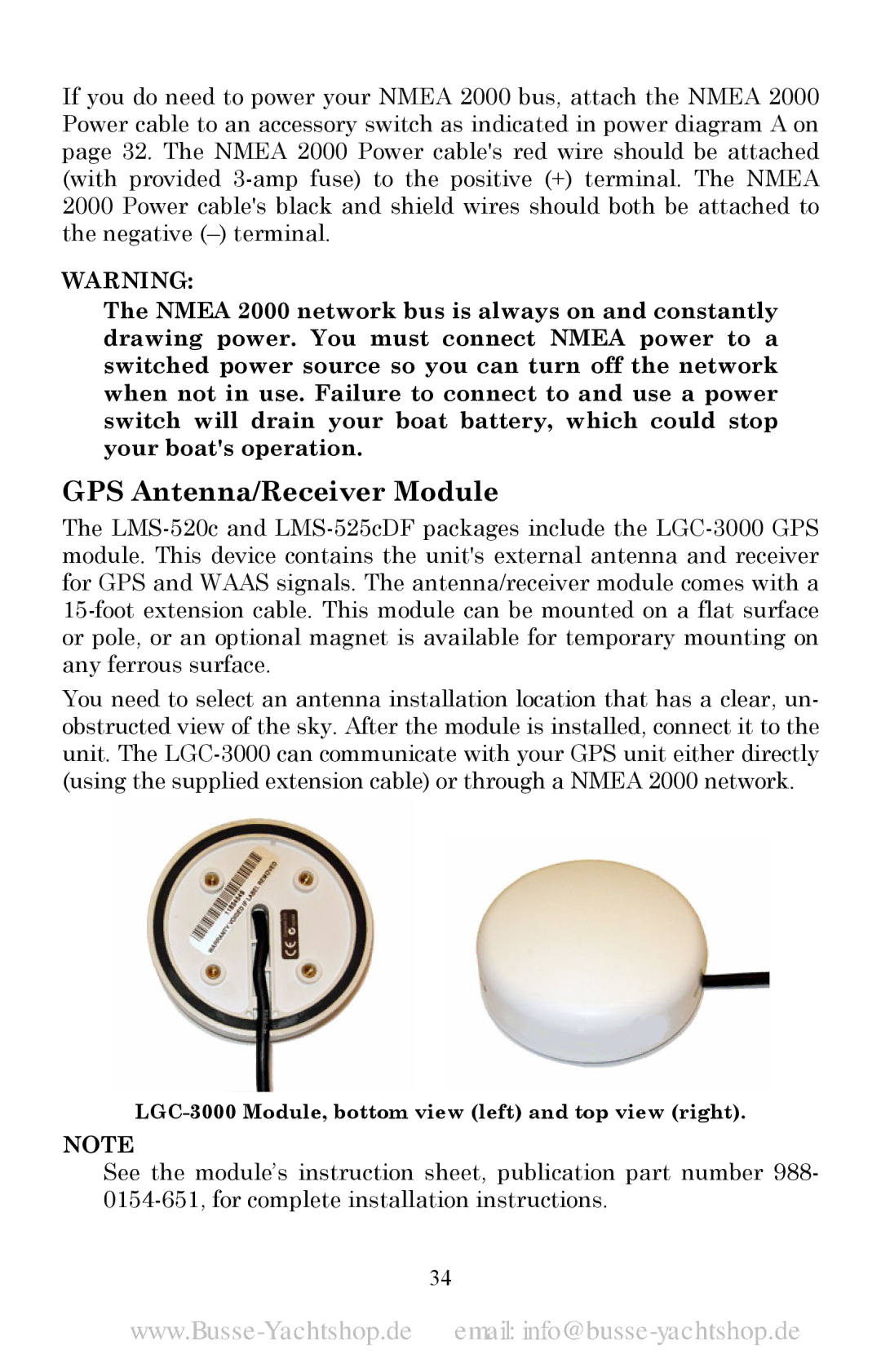 Lowrance electronic LMS-520C, LMS-525C DF manual GPS Antenna/Receiver Module 