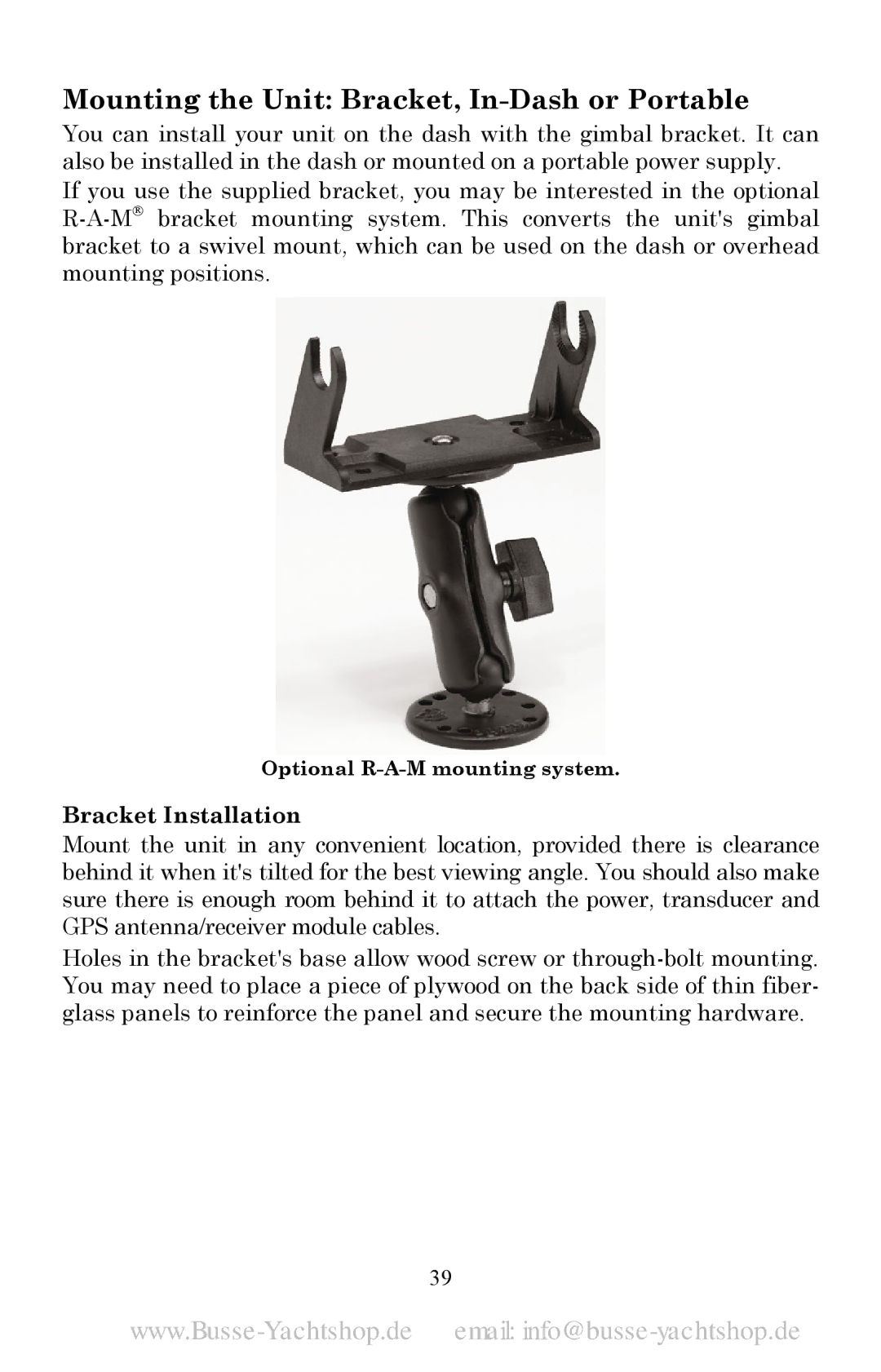 Lowrance electronic LMS-525C DF, LMS-520C manual Mounting the Unit Bracket, In-Dash or Portable, Bracket Installation 