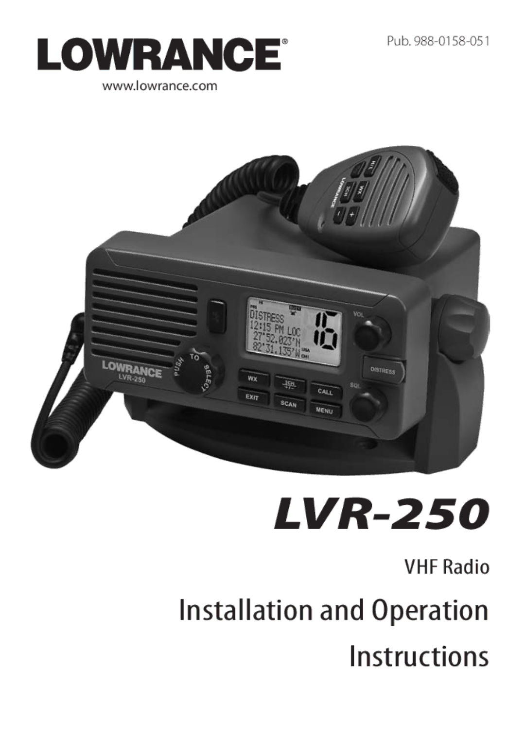 Lowrance electronic LVR-250 manual 