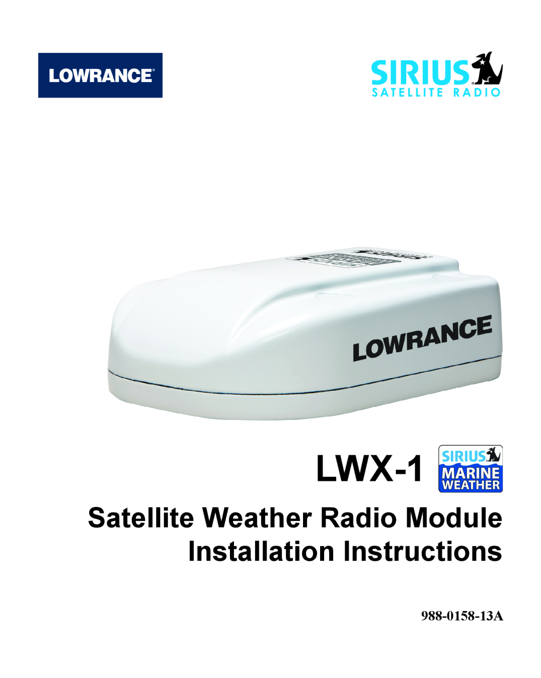 Lowrance electronic LWX-1 installation instructions 988-0158-13A 