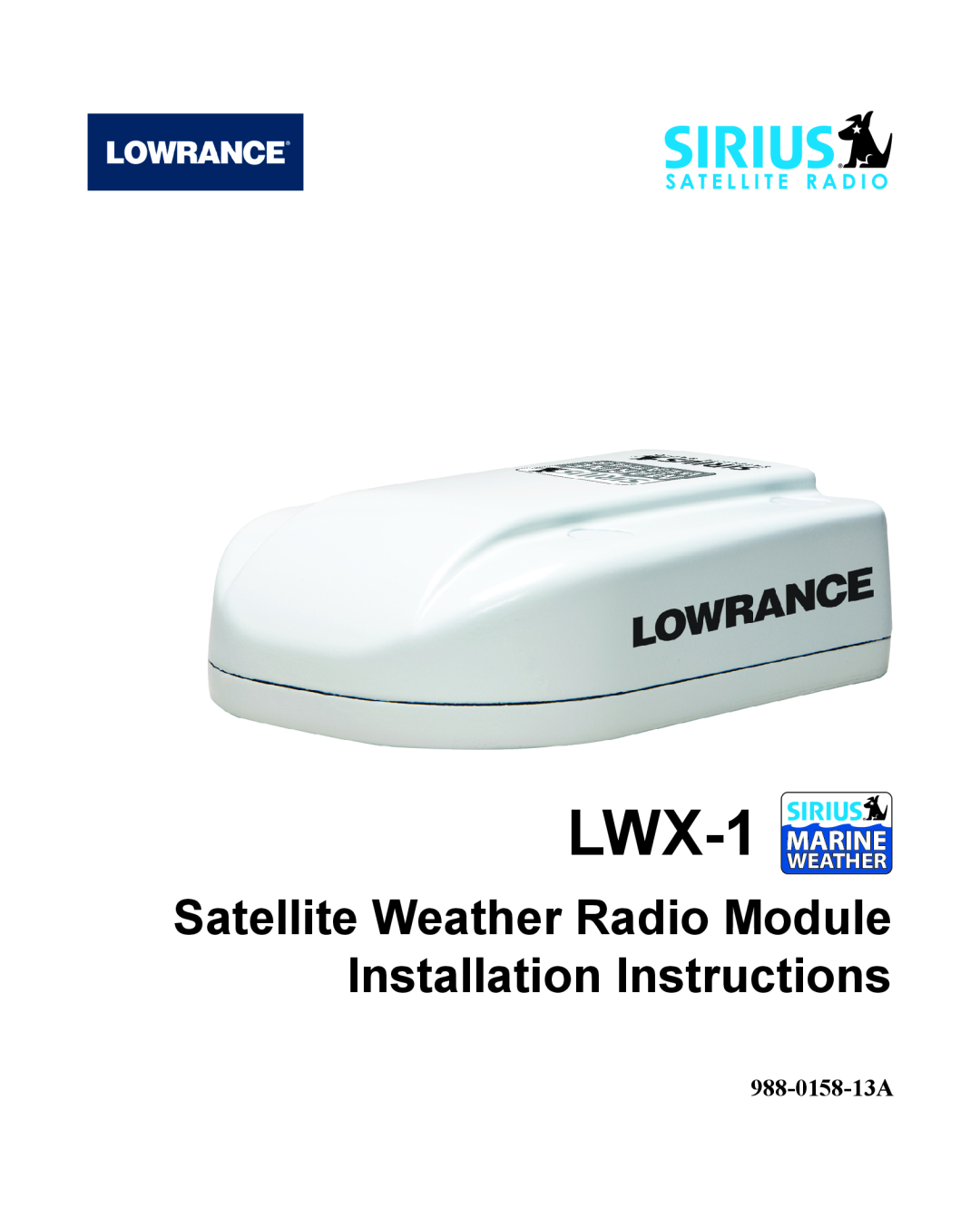 Lowrance electronic installation instructions 988-0158-13A, LWX-1 WEATHER 