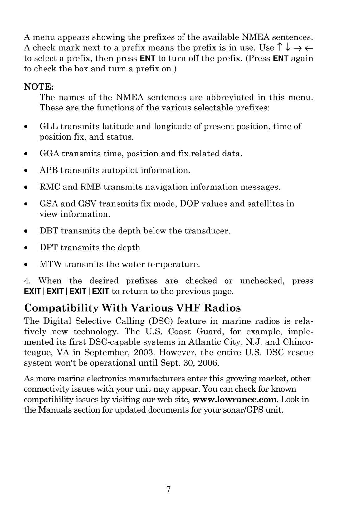 Lowrance electronic M68I owner manual Compatibility With Various VHF Radios 