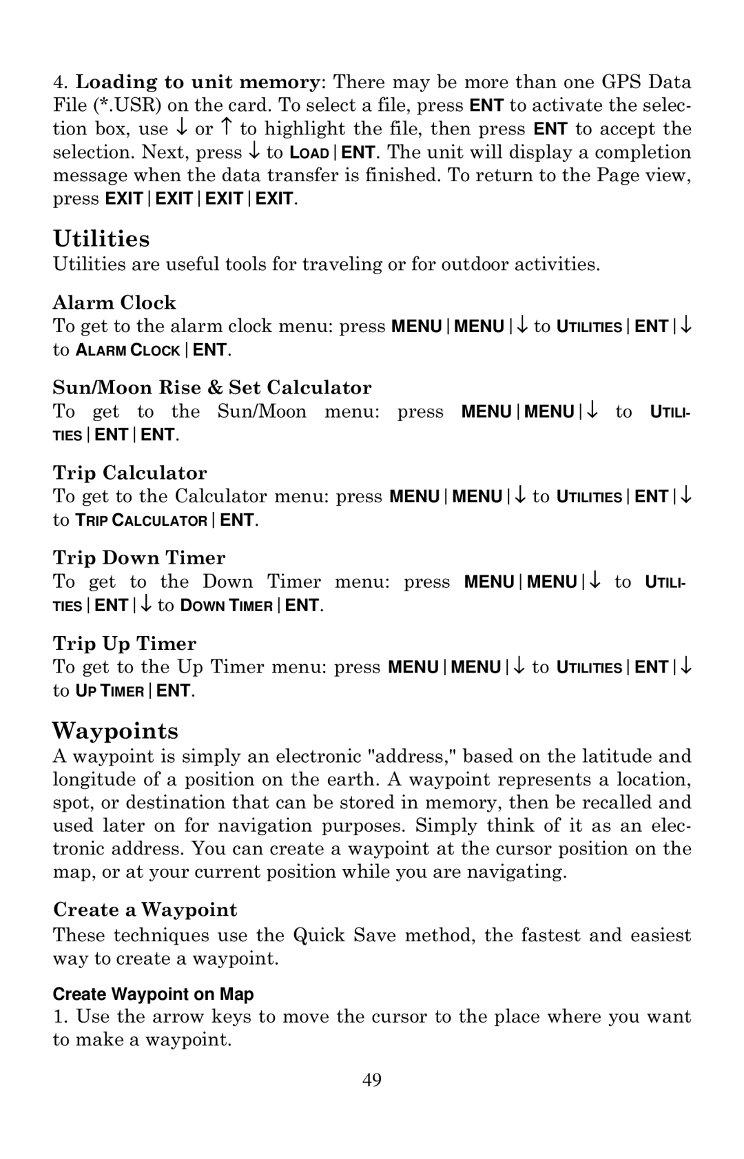 Lowrance electronic Mapping GPS & MP3 Player manual Utilities, Waypoints 