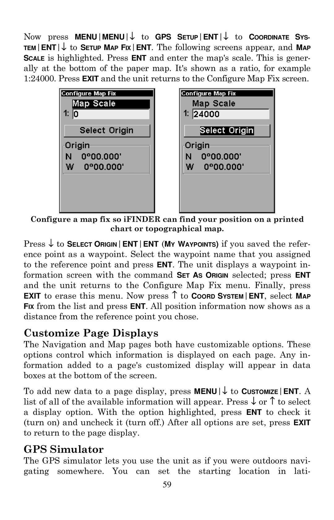 Lowrance electronic Mapping GPS & MP3 Player manual Customize Page Displays, GPS Simulator 