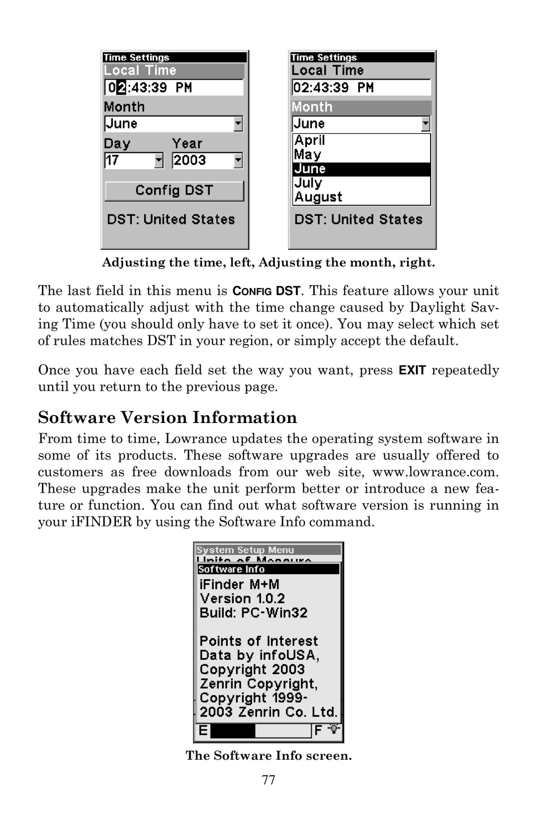 Lowrance electronic Mapping GPS & MP3 Player manual Software Version Information 