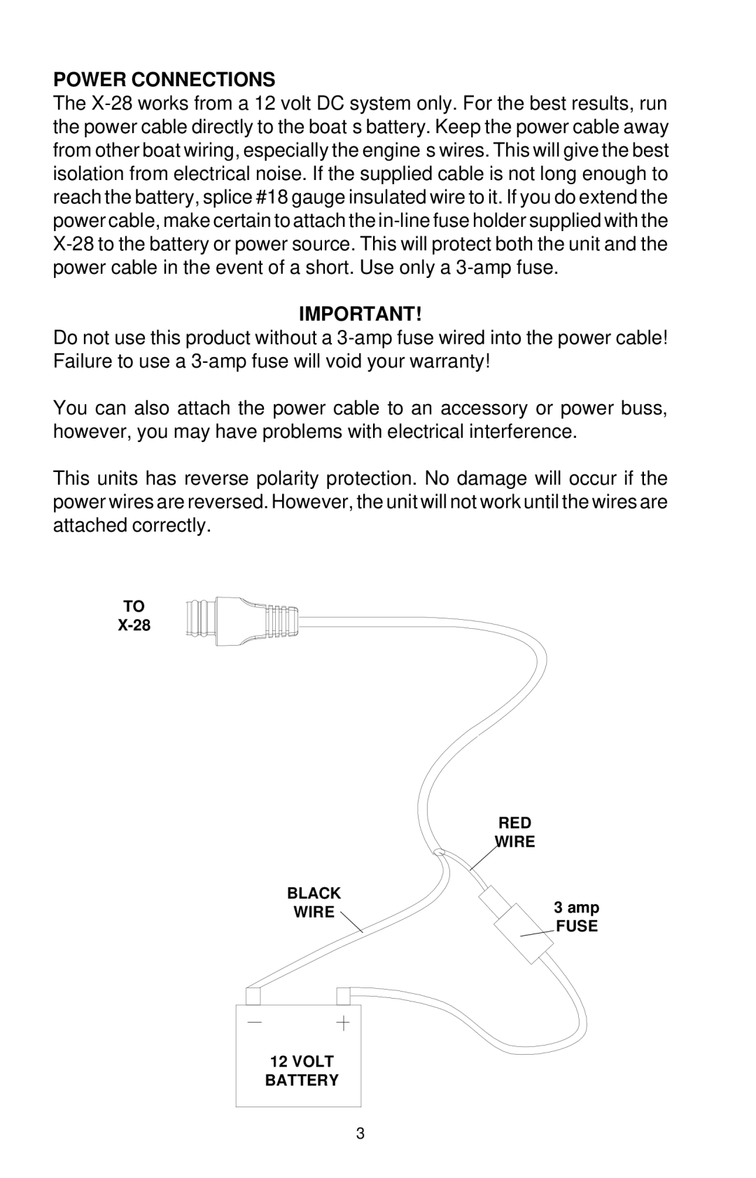 Lowrance electronic X-28 manual Power Connections 