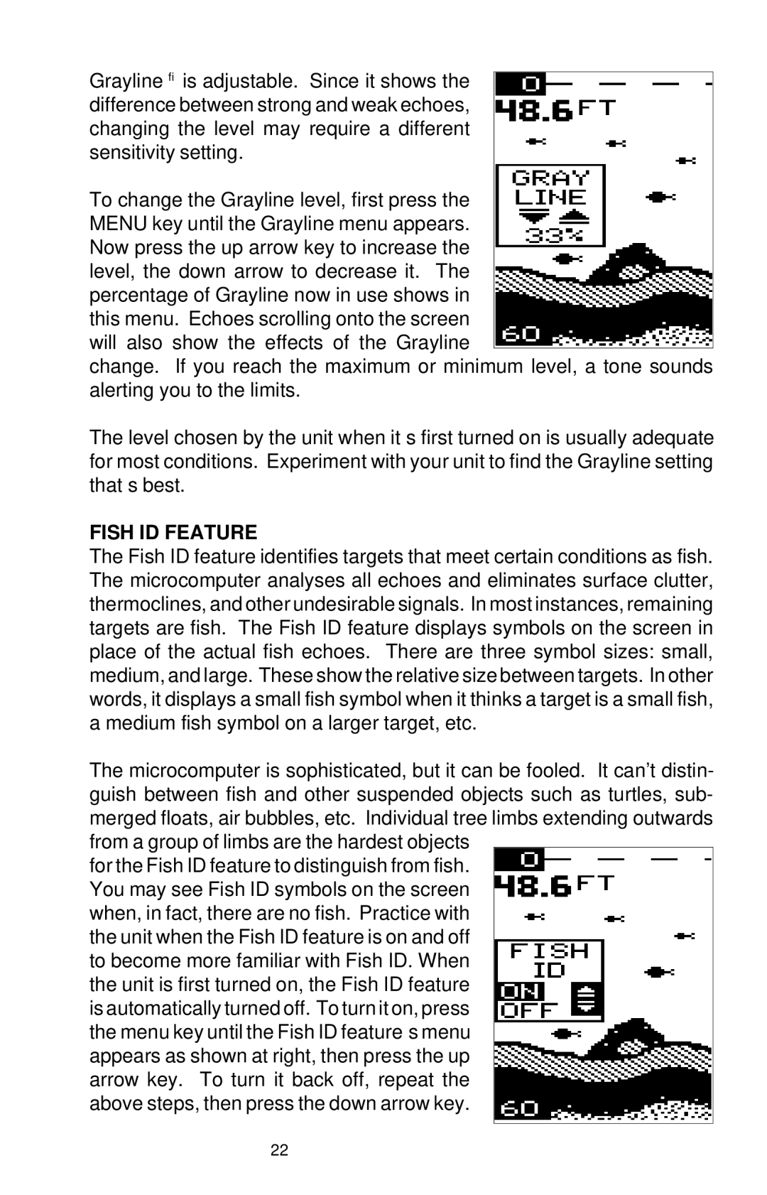 Lowrance electronic X-48, X-38 manual Fish ID Feature 