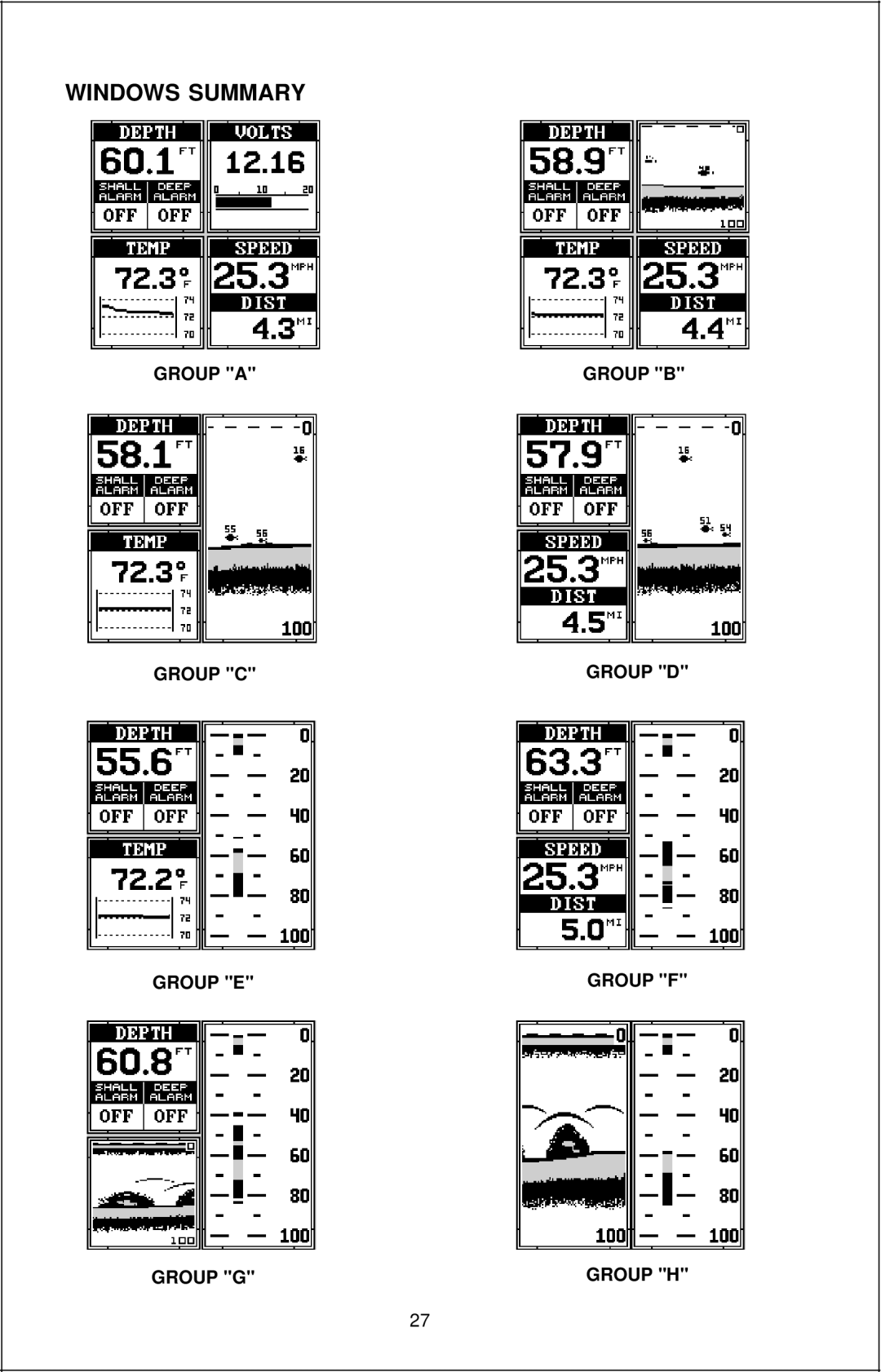 Lowrance electronic X-65 manual Windows Summary 