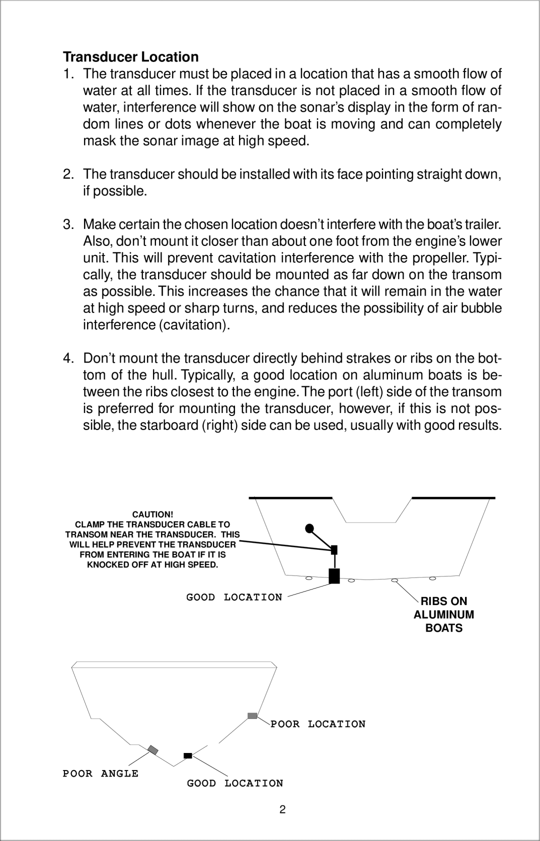 Lowrance electronic X-70A 3D manual Transducer Location 