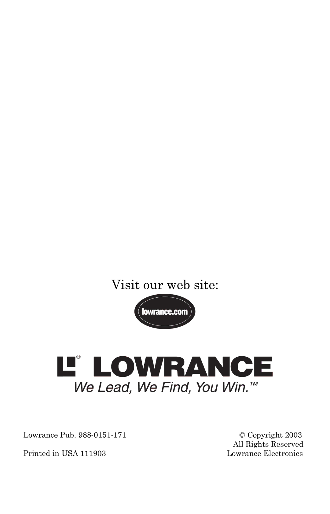 Lowrance electronic X135, X136DF, X125, X126DF manual Visit our web site 