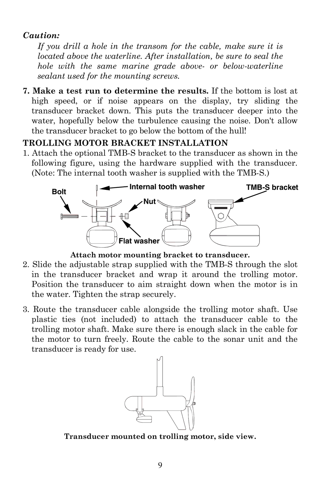 Lowrance electronic X47EX Trolling Motor Bracket Installation, Internal tooth washer TMB-S bracket Bolt Nut Flat washer 