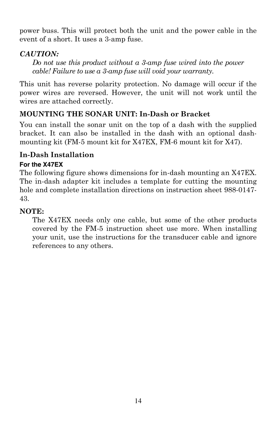 Lowrance electronic manual For the X47EX 