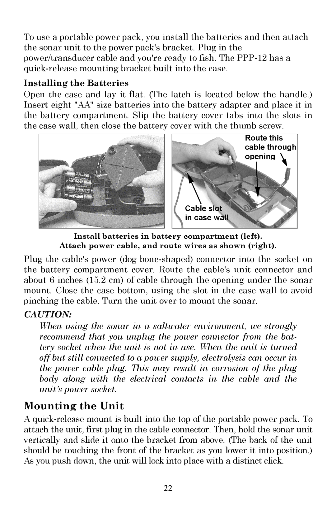 Lowrance electronic X50 DS manual Mounting the Unit, Installing the Batteries 